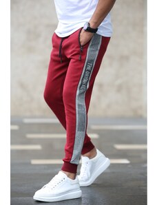 Madmext Claret Red Tracksuit with Side Stripes 4218