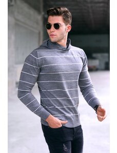 Madmext Men's Gray Hooded Sweater 5623