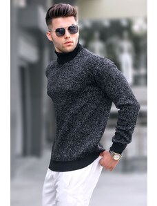 Madmext Black Patterned Turtleneck Knitwear Sweater 5765