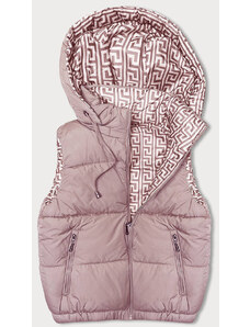 J.STYLE Růžová krátká péřová dámská vesta s kapucí (16M9091-51)