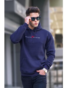 Madmext Navy Basic Hooded Sweatshirt 6002