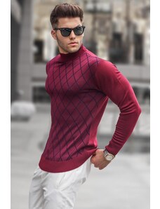 Madmext Claret Red Turtleneck Knitwear Sweater 5785