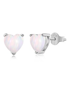 Stříbrné náušnice ve tvaru srdce s opálem - Meucci SYE090