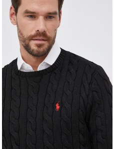 Bavlněný svetr Polo Ralph Lauren pánský, černá barva, hřejivý