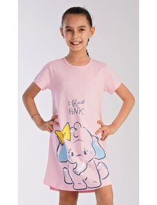 Vienetta Secret Dětská noční košile s krátkým rukávem Slon - světle lososová
