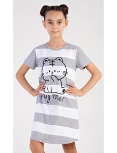 Vienetta Secret Dětská noční košile s krátkým rukávem Kotě - šedá