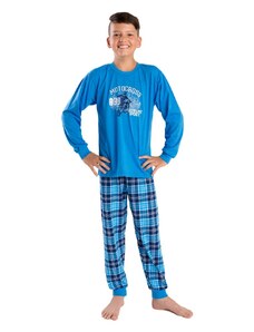 Betty Mode (ušito v ČR) Chlapecké pyžamo Betty Mode motocross modré