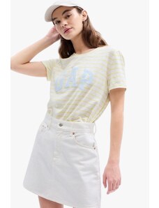 GAP LOGO CLASSIC TEE STRIPE dámské tričko pruhované s krátkým rukávem žlutá