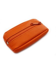 Arwel Oranžová kožená klíčenka se zipovou kapsou