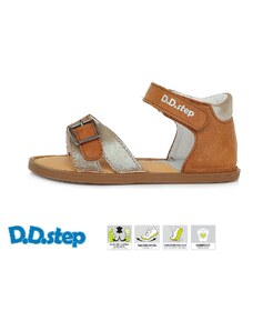 DDStep Barefoot kožené sandálky - D.D.step 076-377 Hnědá