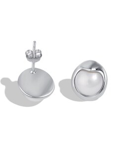 Stříbrné náušnice s říční perlou - Meucci SYE134