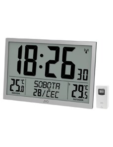 JVD Obrovské digitální stříbrné rádiem řízené XL hodiny JVD RB9412.2