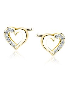 Šperky LAFIRA Style Lafira stříbrné pozlacené náušnice srdce Crystal Z1901G