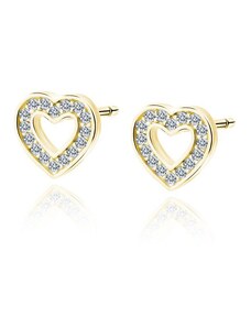 Šperky LAFIRA Style Lafira pozlacené stříbrné náušnice Heart Love Crystal Z1838G