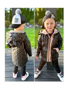 Style kids Prošívaná long bunda s ouškama black