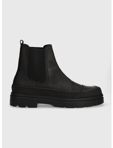 Kožené boty Calvin Klein CHELSEA BOOT RUB pánské, černá barva, HM0HM01252