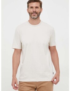 Bavlněné tričko BOSS béžová barva