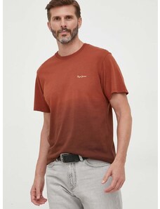 Bavlněné tričko Pepe Jeans hnědá barva
