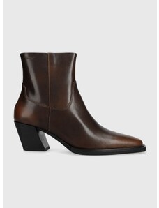 Kožené kotníkové boty Vagabond Shoemakers ALINA dámské, hnědá barva, na podpatku, 5621.018.33