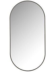 Černé kovové oválné zrcadlo J-line Canny 100 x 50 cm