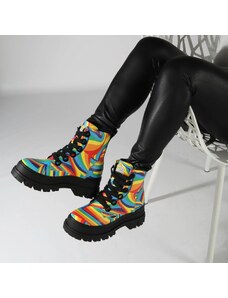 BUFFALO Aspha Lace Up Hi - Vegan Nappa - Black Rainbow BLACK