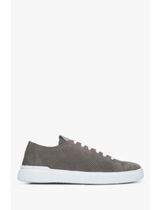 Natural Leather Grey Men's Sneakers for Summer Estro ER00112619
