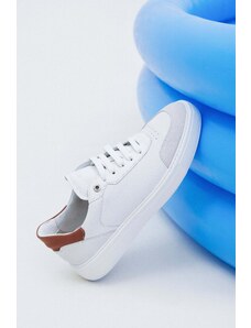 White Natural Leather Men's Sneakers Estro ER00112843