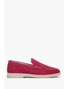 Women's Pink Suede Loafers Estro ER00112915