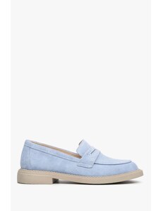 Women's Light Blue Suede Loafers Estro ER00112945