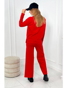 Kesi Bavlněný komplet Mikina + Kalhoty se širokými nohavicemi červené