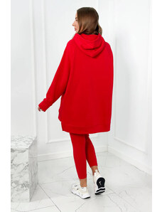 K-Fashion Bavlněná souprava, zateplená mikina + legíny červený