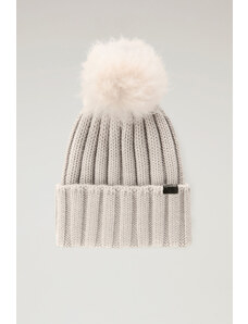 ČEPICE WOOLRICH BEANIE CASHMERE POM-POM