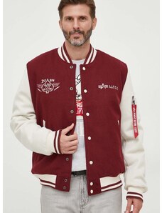 Bomber bunda Alpha Industries Varsity Air Force Jacket vínová barva, přechodná