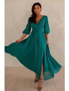 Modello Šifonové šaty s rukávem Vera, Smaragdové