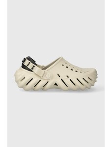 Pantofle Crocs Echo Clog dámské, béžová barva, na platformě, 207937