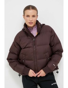 Péřová bunda The North Face Down Paralta Puffer dámská, hnědá barva, zimní, oversize, NF0A3YSDI0I1