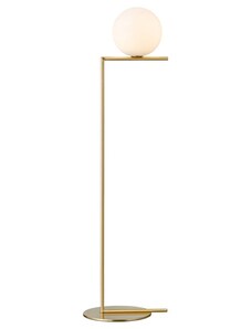 Skleněná stojací lampa Miotto Emelia 125 cm s mosazným podstavcem