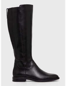 Kožené kozačky Vagabond Shoemakers FRANCES 2.0 dámské, černá barva, na plochém podpatku, 5606.201.20