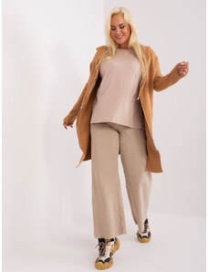 Fashionhunters Velbloudí dlouhý svetr větší velikosti se zipem