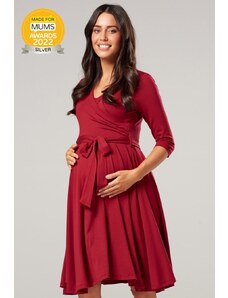 Happy Mama Elegantní těhotenské a kojící šaty 3v1 Fiori bordo