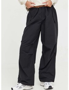 Kalhoty Tommy Jeans dámské, černá barva, široké, medium waist