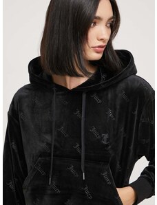 Mikina Juicy Couture dámská, černá barva, s kapucí, hladká