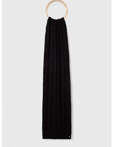 Šátek z vlněné směsi Lauren Ralph Lauren černá barva, hladký
