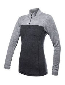 SENSOR MERINO BOLD dámské triko dl.rukáv zip anthracite/cool gray