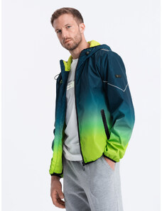 Ombre Clothing Pánská sportovní bunda s reflexními prvky - tyrkysová a limetkově zelená V1 OM-JANP-0105