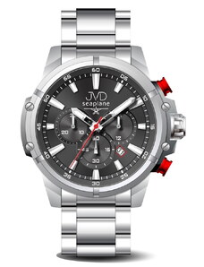 JVD Pánské stříbrné vodotěsné ocelové náramkové hodinky (chronograf) JVD JC635.3