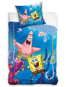 TipTrade Bavlněné povlečení 140x200 + 70x90 cm - Sponge Bob Na háčku