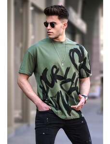 Madmext Men's Khaki Overfit Patterned T-Shirt 5811