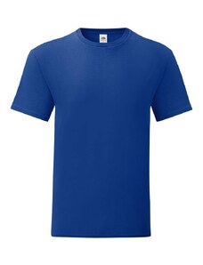 Blue Iconic Combed Cotton T-shirt with Fruit of the Loom Sleeve