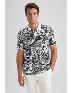 DEFACTO Slim Fit Polo Collar Printed Pique Polo T-Shirt